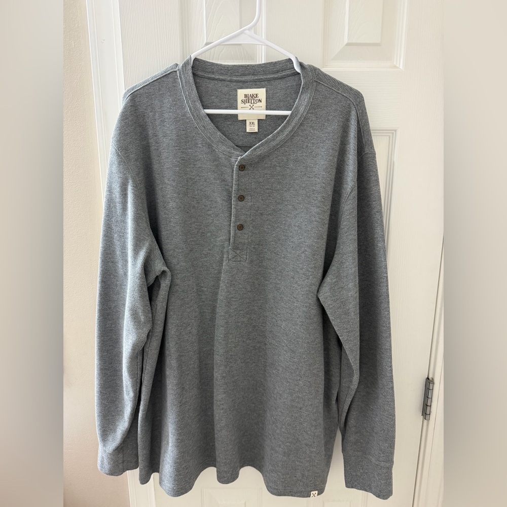 Blake Shelton Lands End collab Gray Henley Long Sleeve Shirt
